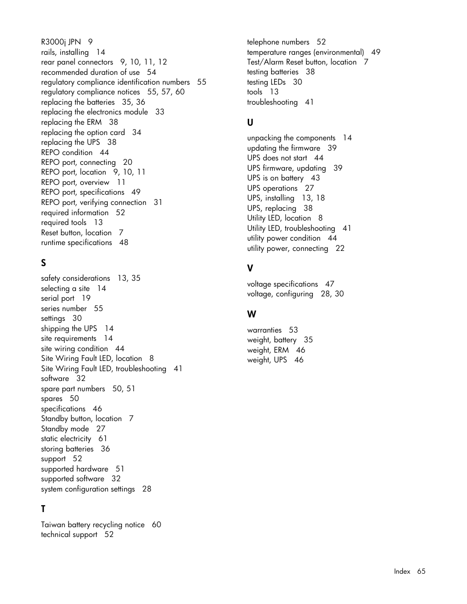 HP UPS Extended Runtime Module User Manual | Page 65 / 65