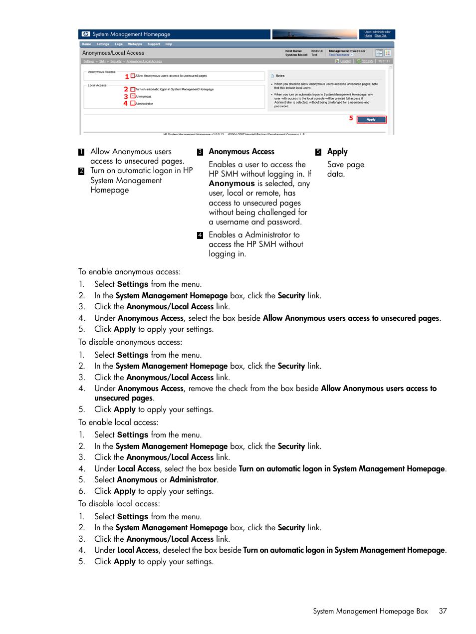 HP System Management Homepage-Software User Manual | Page 37 / 102