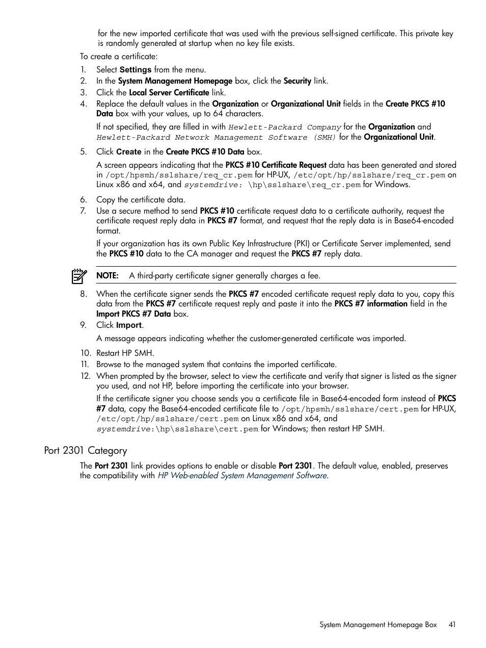 Port 2301 category | HP System Management Homepage-Software User Manual | Page 41 / 102