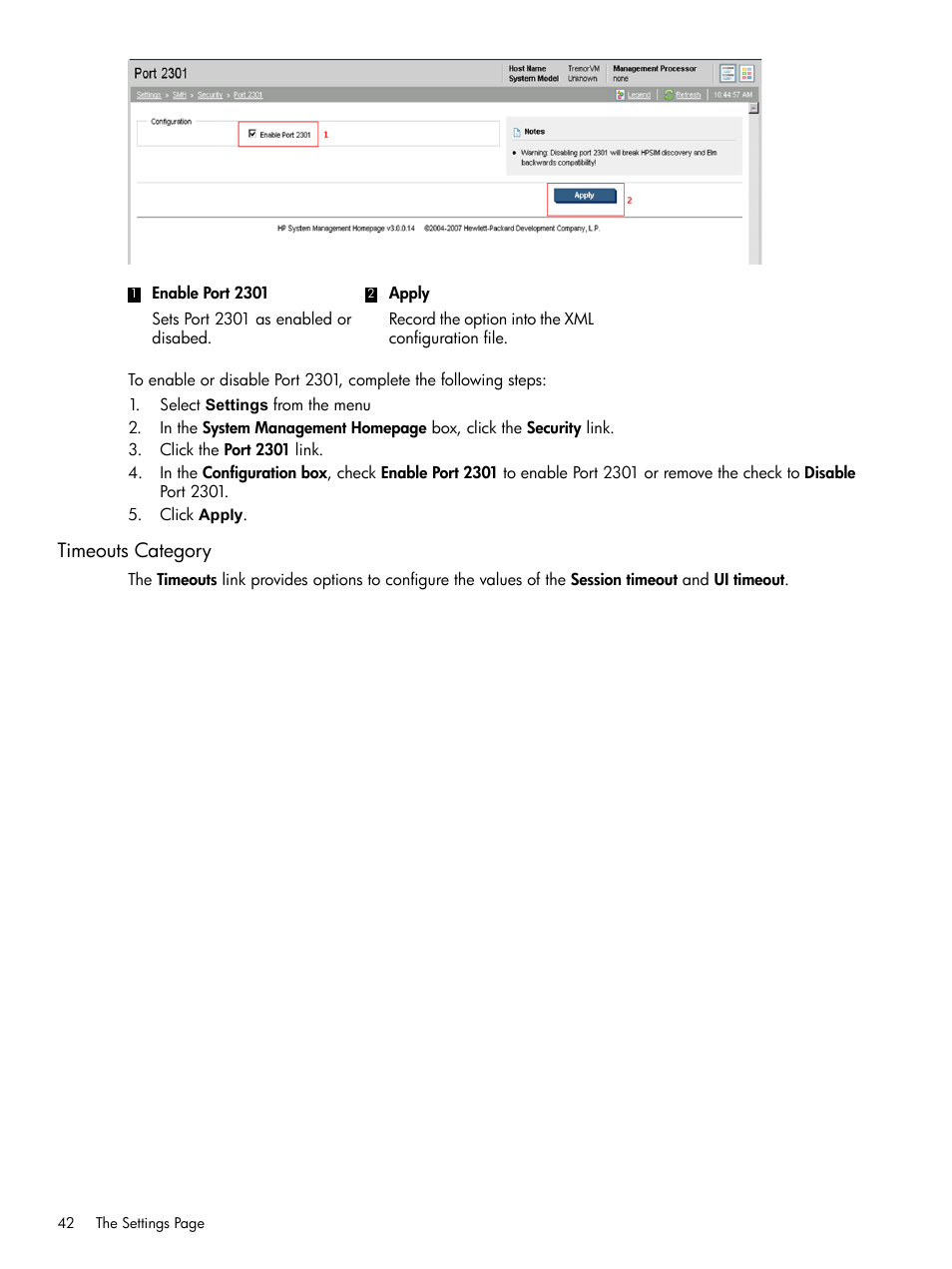 Timeouts category | HP System Management Homepage-Software User Manual | Page 42 / 102