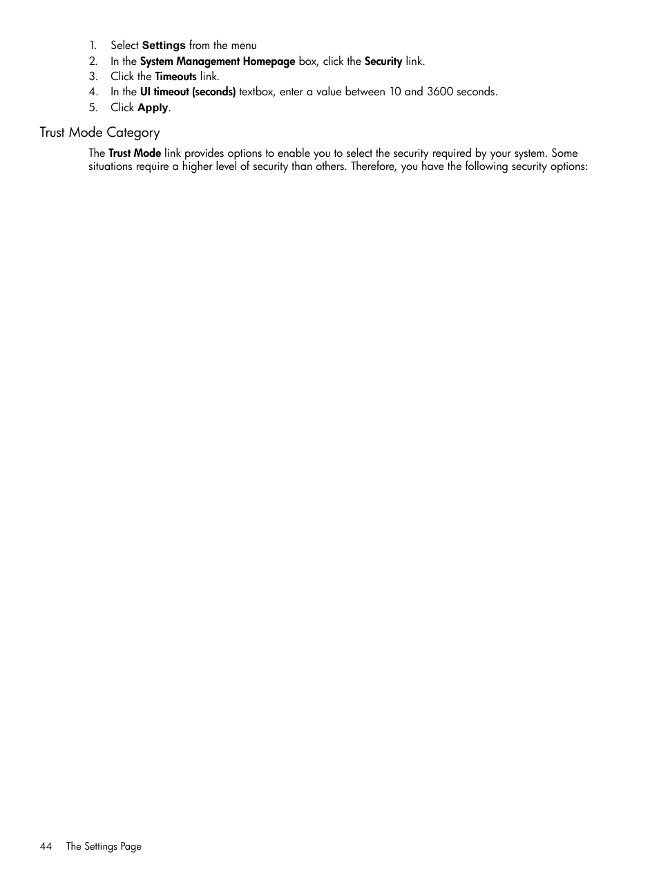 Trust mode category | HP System Management Homepage-Software User Manual | Page 44 / 102