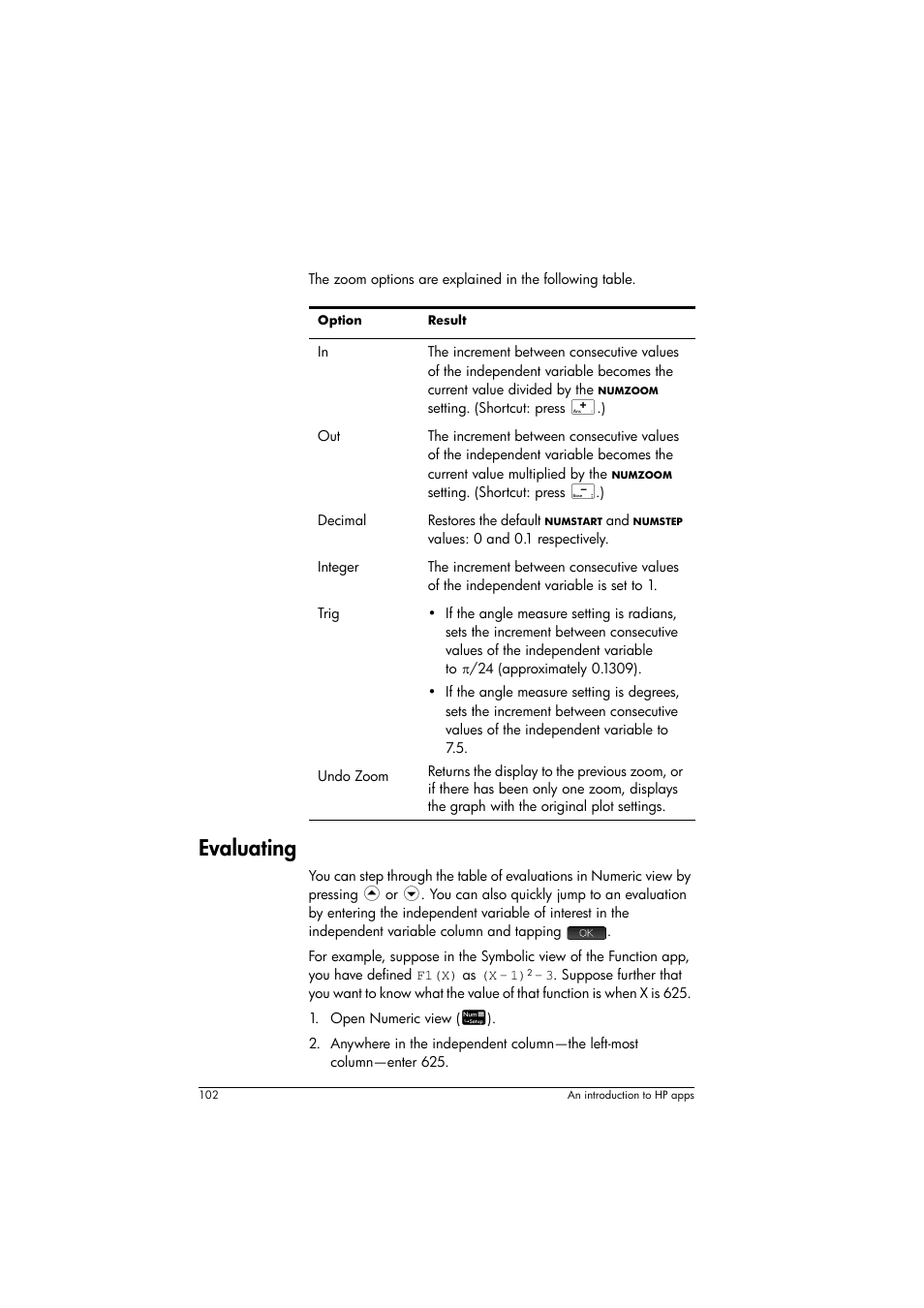 Evaluating | HP Prime Graphing Calculator User Manual | Page 106 / 616