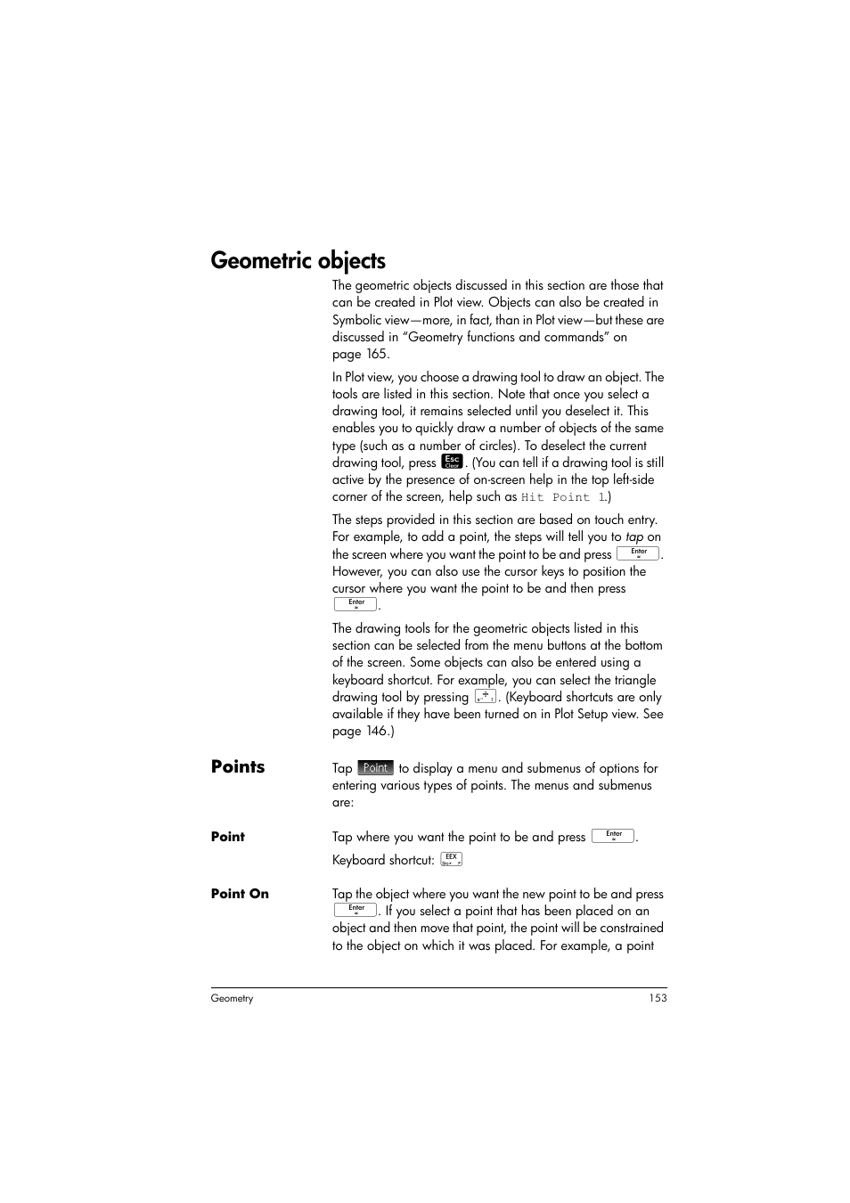 Geometric objects, Points | HP Prime Graphing Calculator User Manual | Page 157 / 616