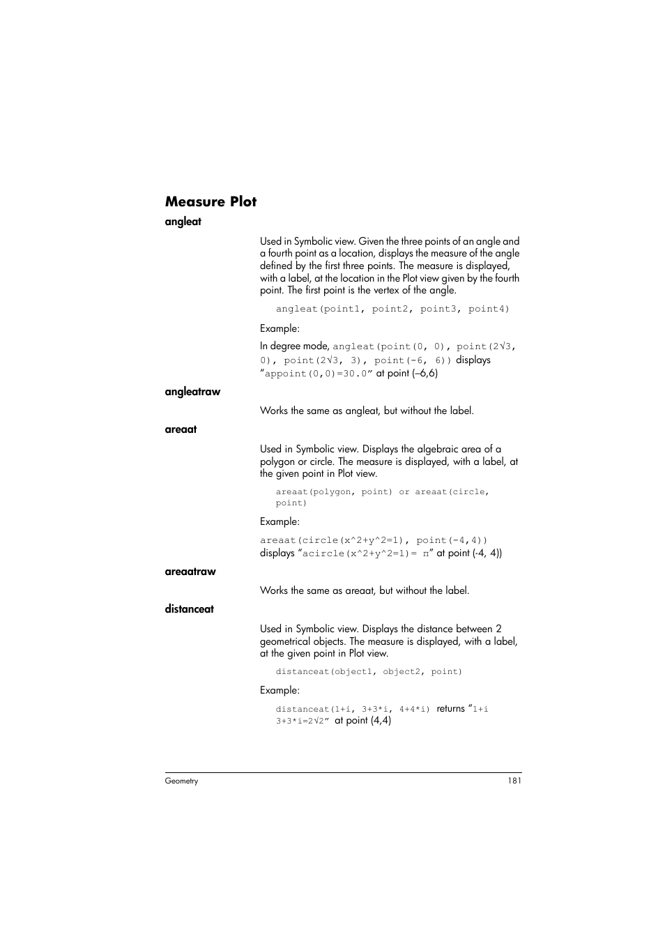 Measure plot | HP Prime Graphing Calculator User Manual | Page 185 / 616