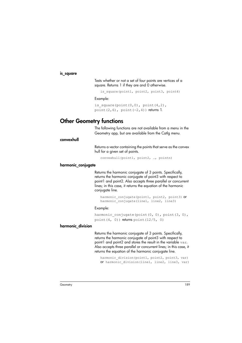 Other geometry functions | HP Prime Graphing Calculator User Manual | Page 193 / 616