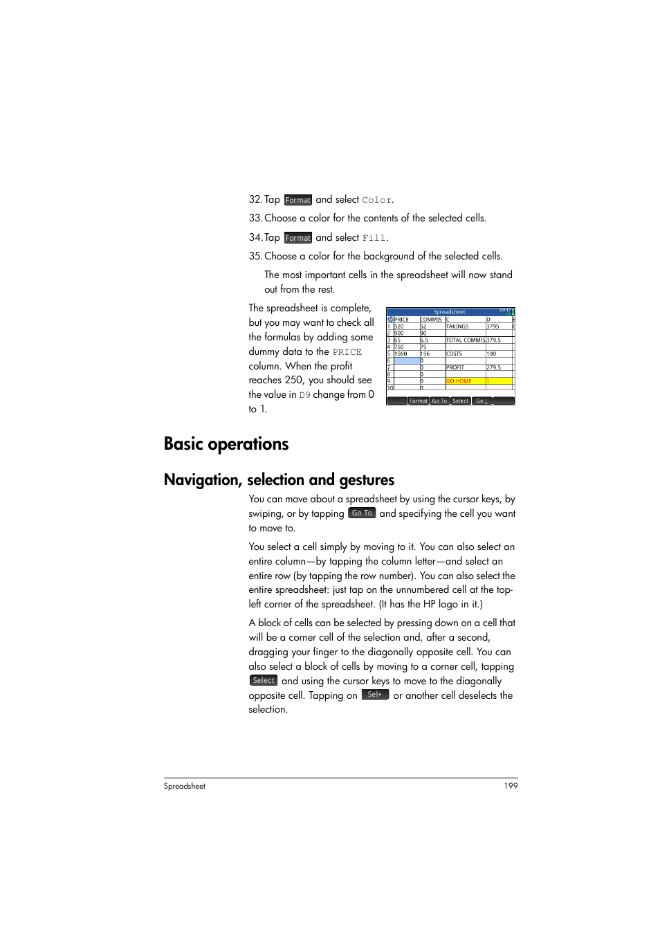 Basic operations, Navigation, selection and gestures | HP Prime Graphing Calculator User Manual | Page 203 / 616
