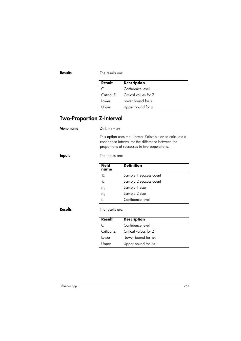 Two-proportion z-interval | HP Prime Graphing Calculator User Manual | Page 259 / 616