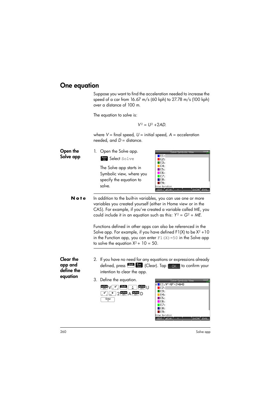 One equation | HP Prime Graphing Calculator User Manual | Page 264 / 616
