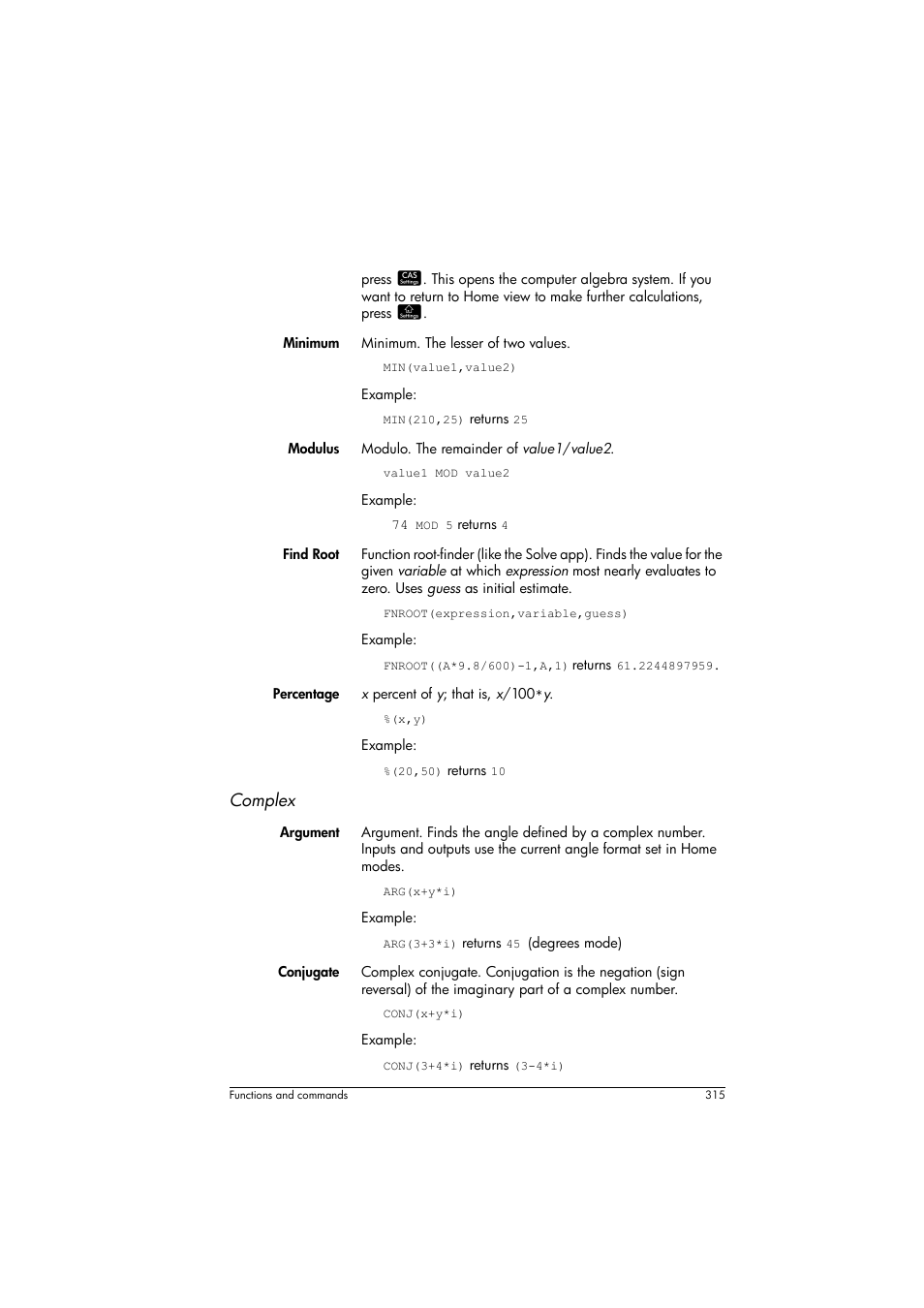 Complex | HP Prime Graphing Calculator User Manual | Page 321 / 616