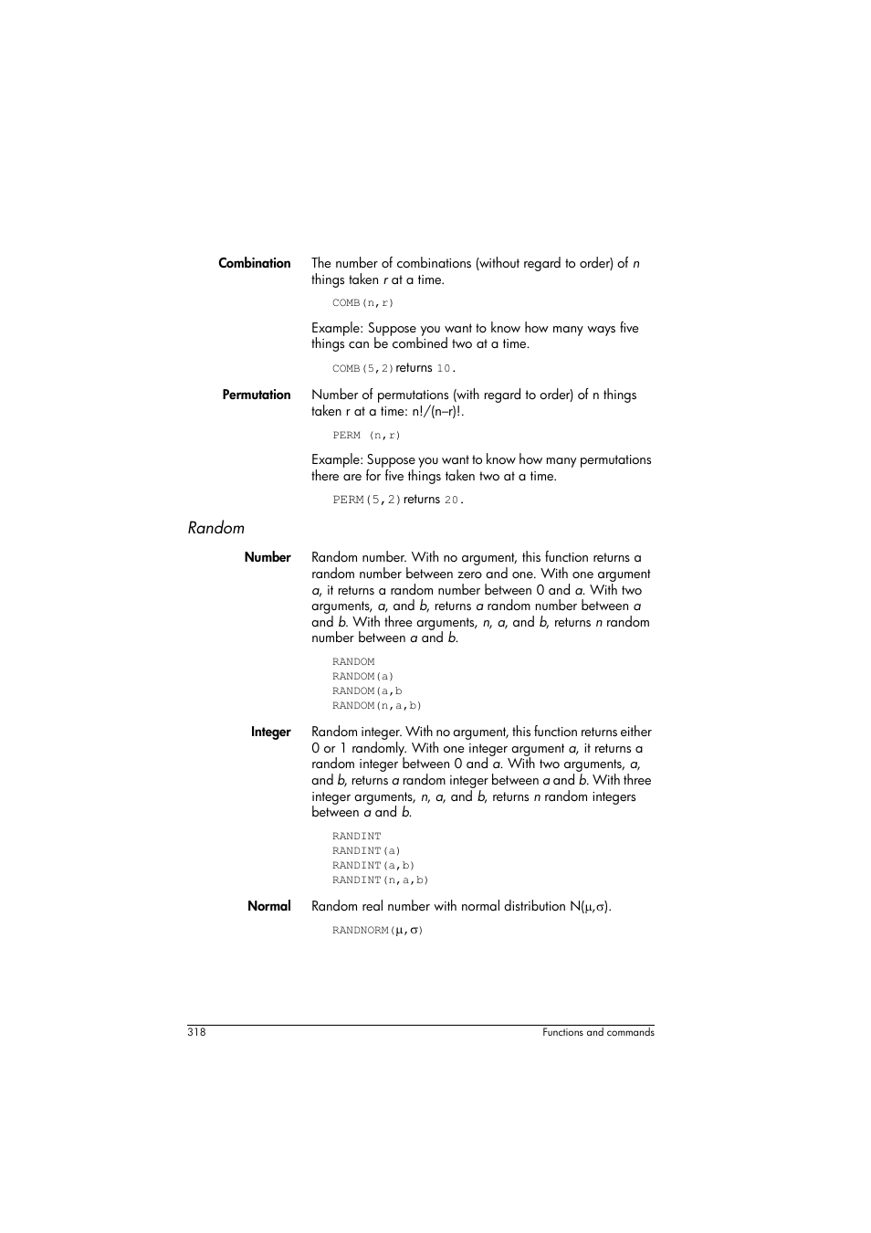 Random | HP Prime Graphing Calculator User Manual | Page 324 / 616