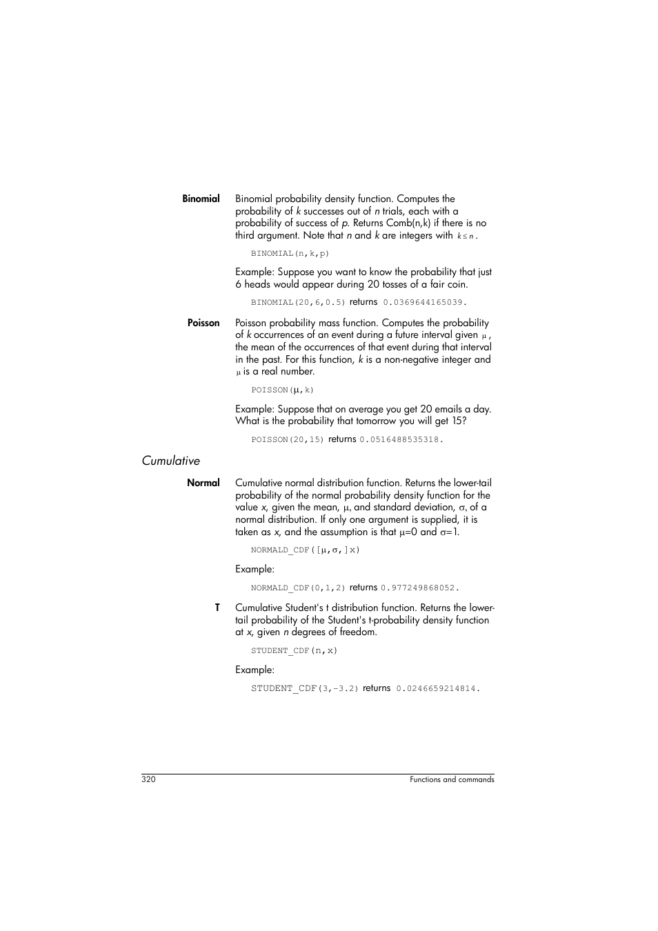 Cumulative | HP Prime Graphing Calculator User Manual | Page 326 / 616