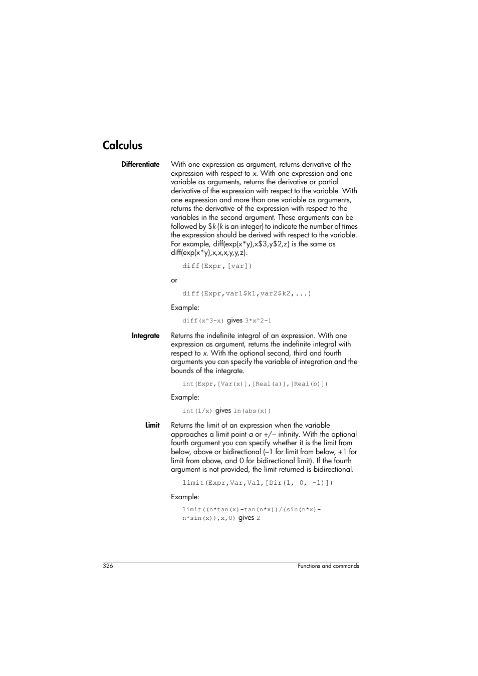 Calculus | HP Prime Graphing Calculator User Manual | Page 332 / 616