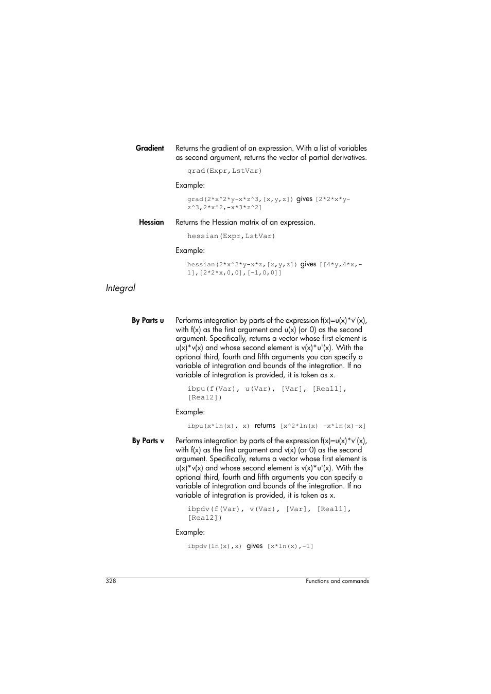 Integral | HP Prime Graphing Calculator User Manual | Page 334 / 616