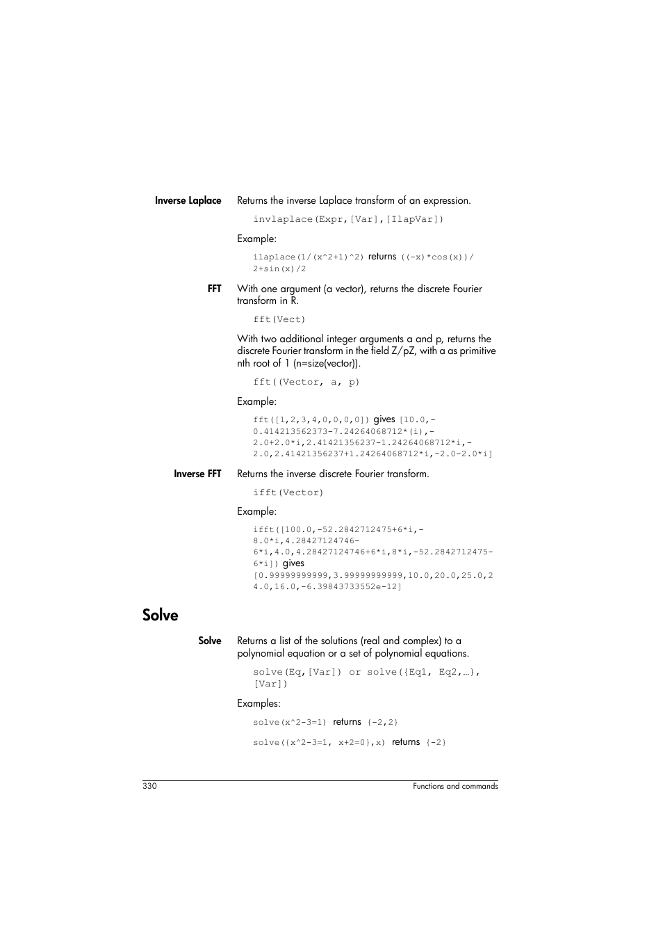 Solve | HP Prime Graphing Calculator User Manual | Page 336 / 616