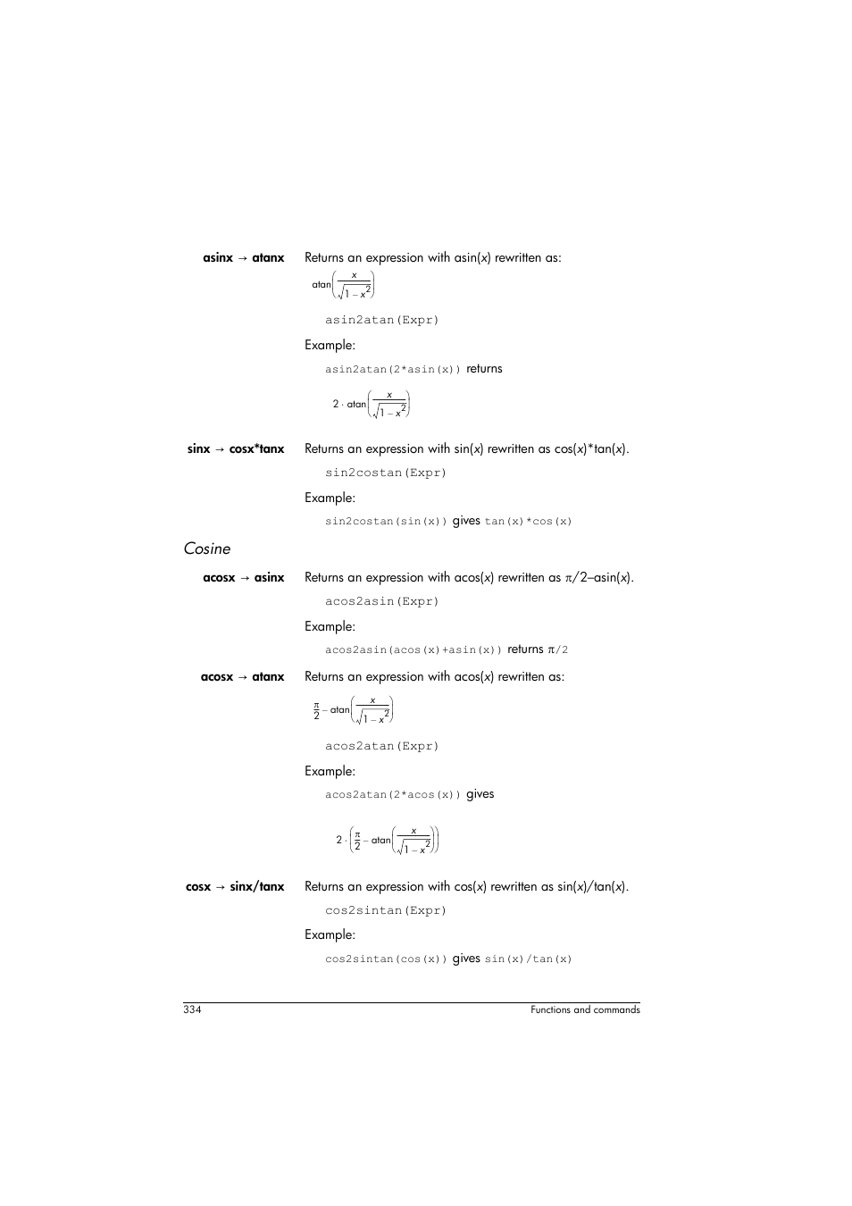 Cosine | HP Prime Graphing Calculator User Manual | Page 340 / 616