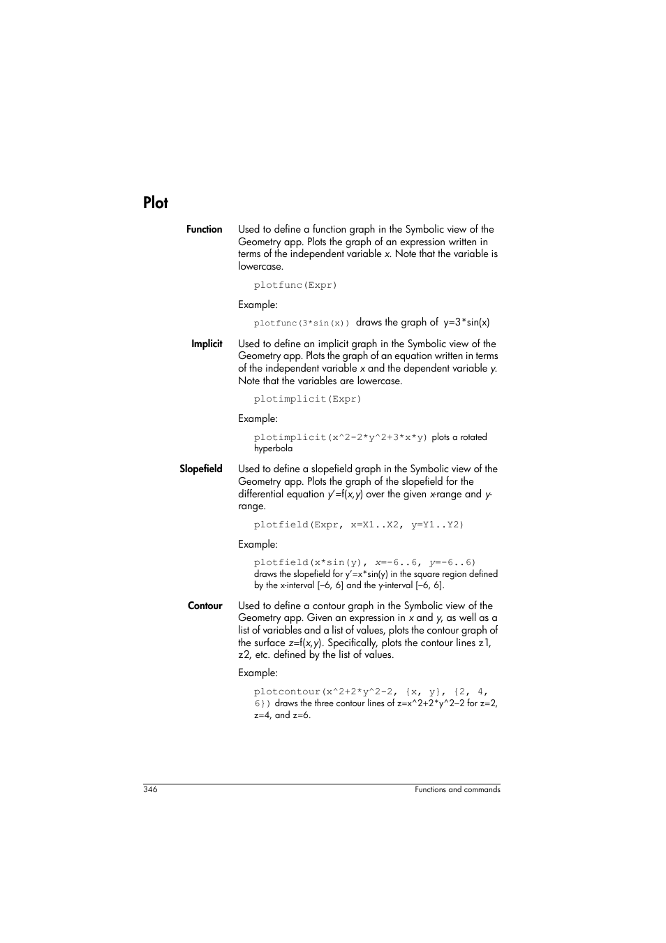 Plot | HP Prime Graphing Calculator User Manual | Page 352 / 616