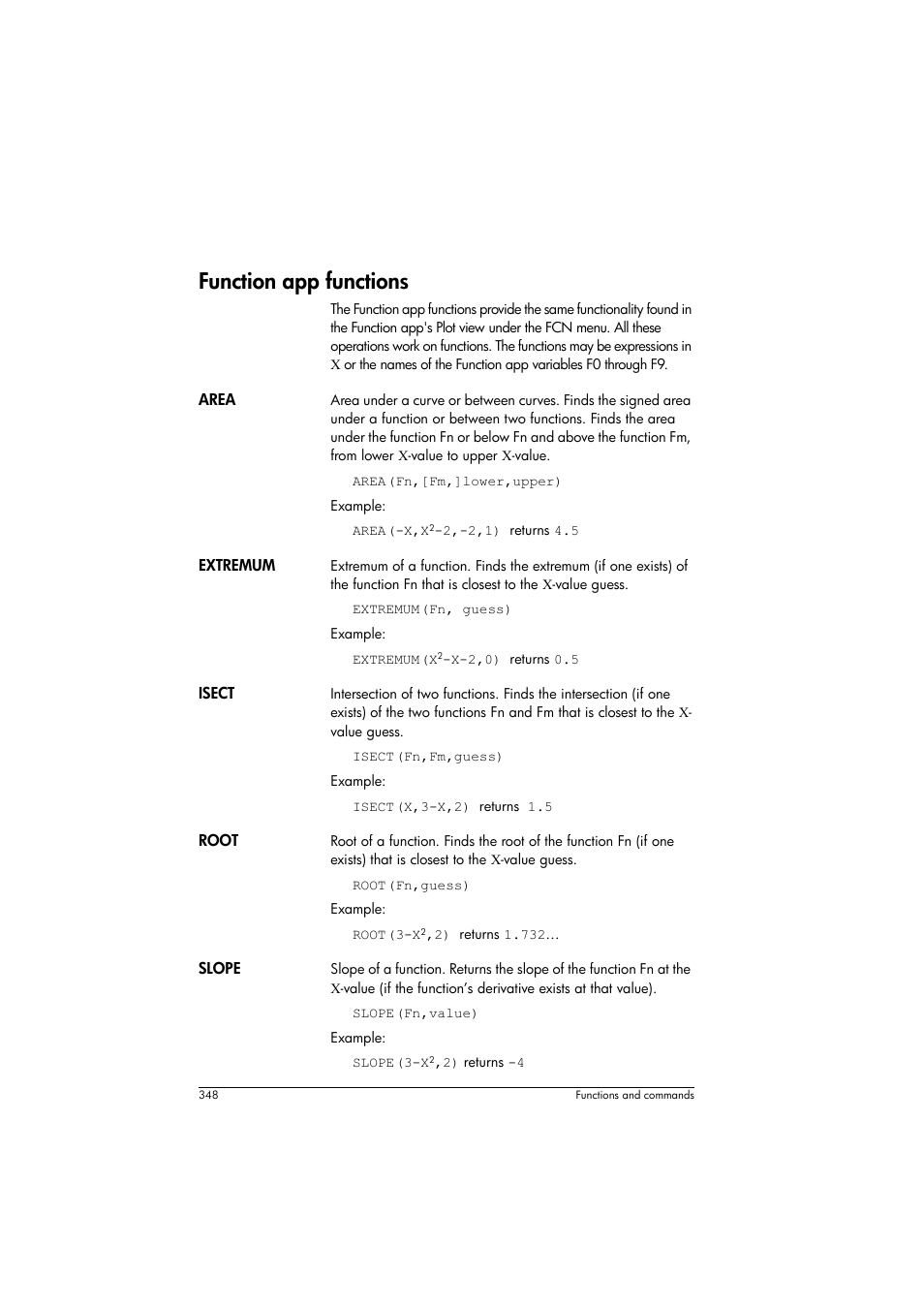 Function app functions | HP Prime Graphing Calculator User Manual | Page 354 / 616