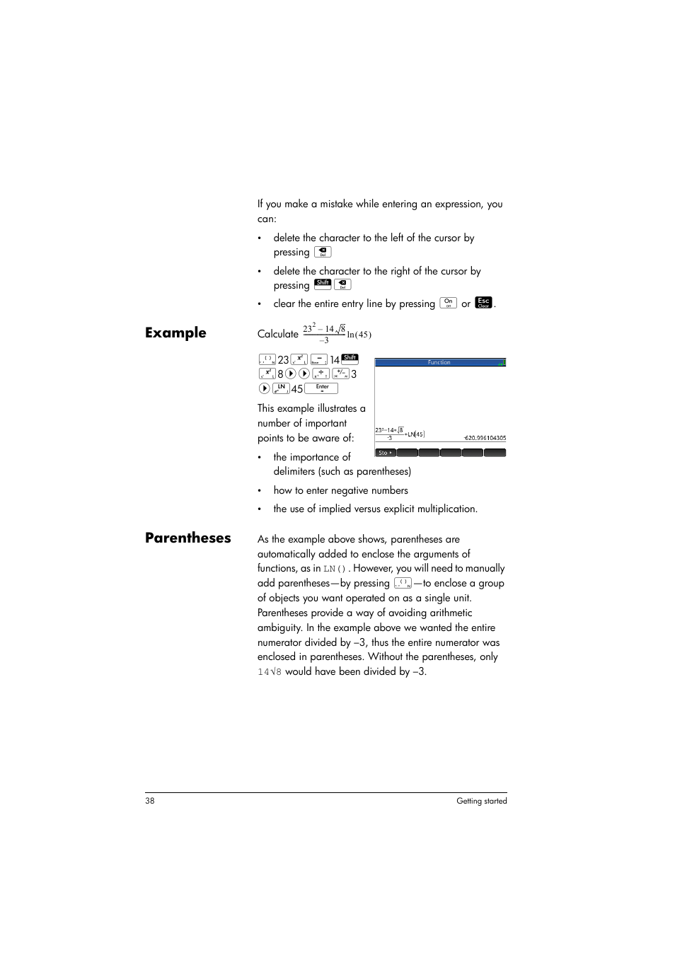 Example, Parentheses | HP Prime Graphing Calculator User Manual | Page 42 / 616