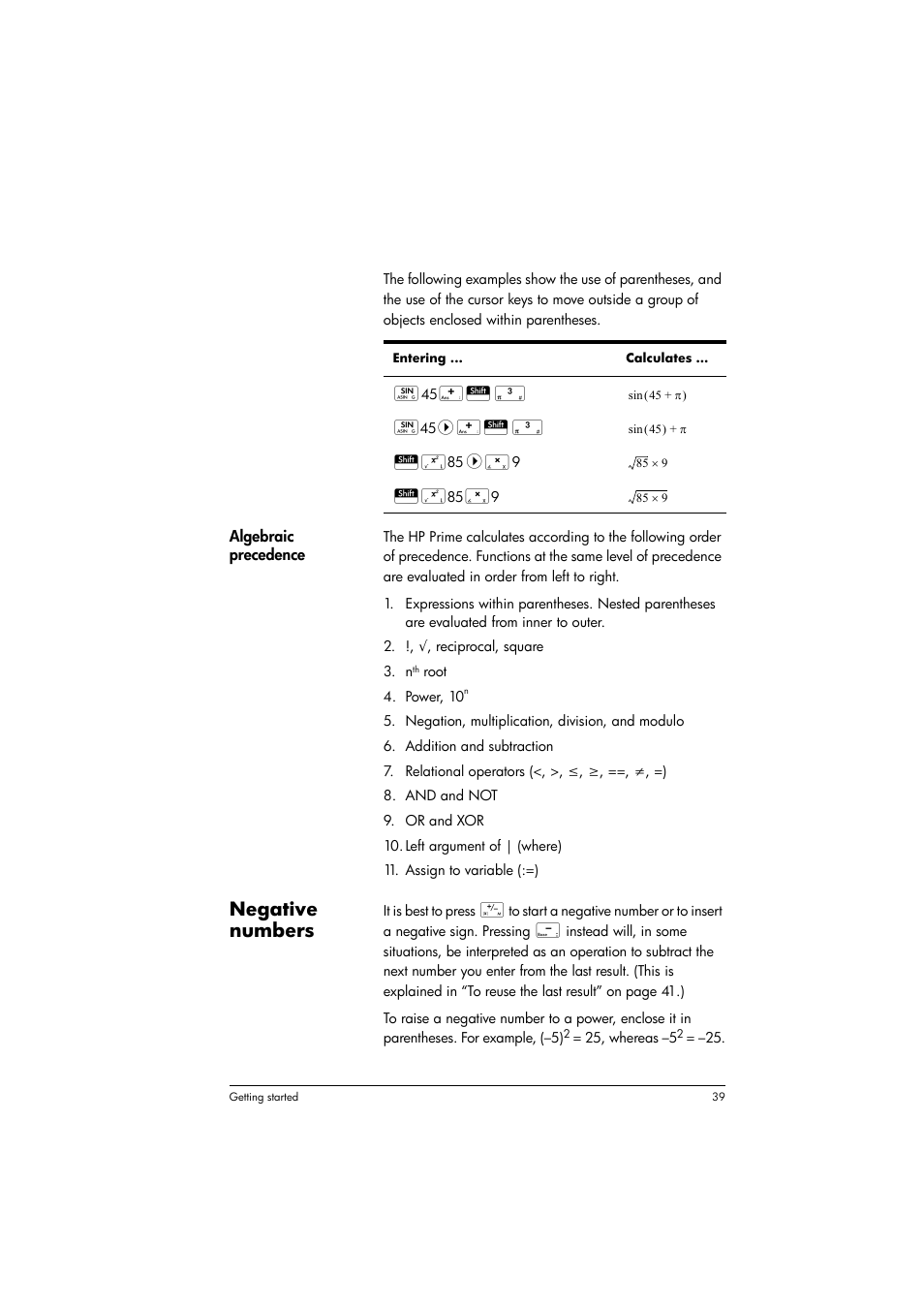 Negative numbers | HP Prime Graphing Calculator User Manual | Page 43 / 616
