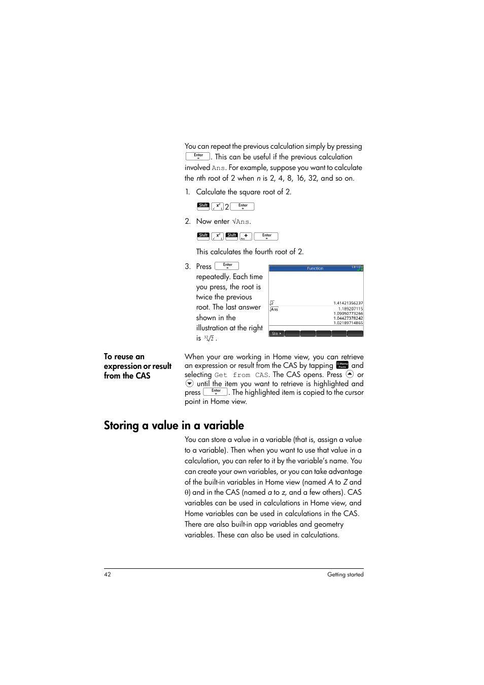 Storing a value in a variable | HP Prime Graphing Calculator User Manual | Page 46 / 616