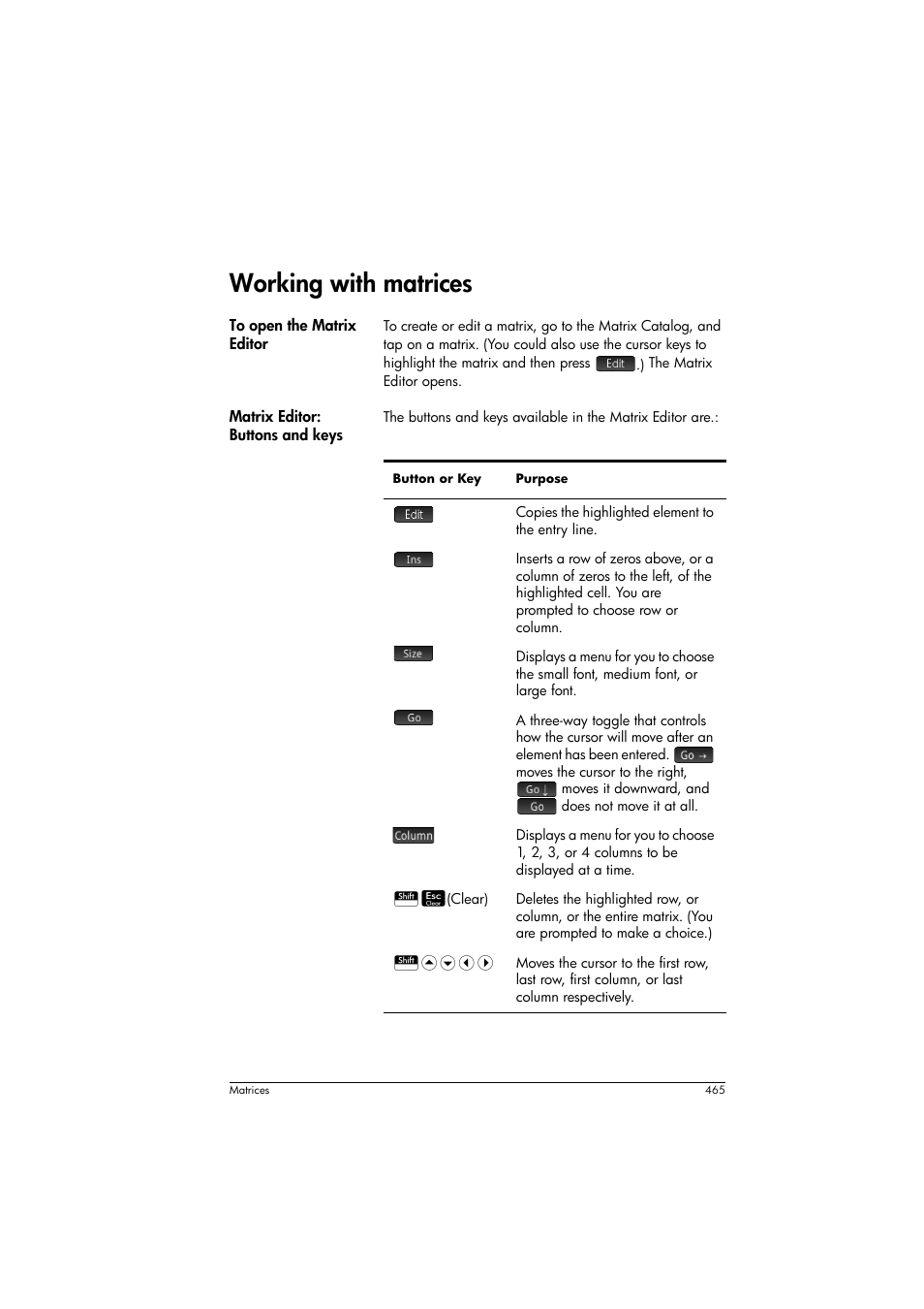 Working with matrices | HP Prime Graphing Calculator User Manual | Page 471 / 616