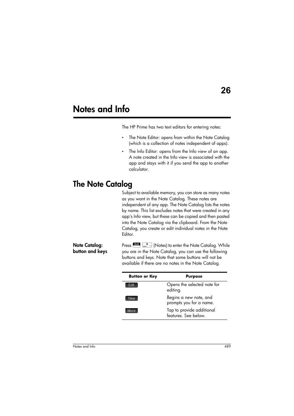 Notes and info, The note catalog | HP Prime Graphing Calculator User Manual | Page 495 / 616