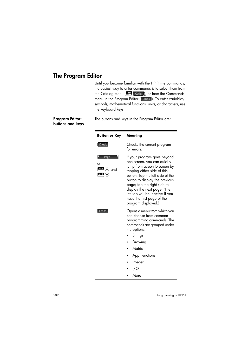 The program editor | HP Prime Graphing Calculator User Manual | Page 508 / 616