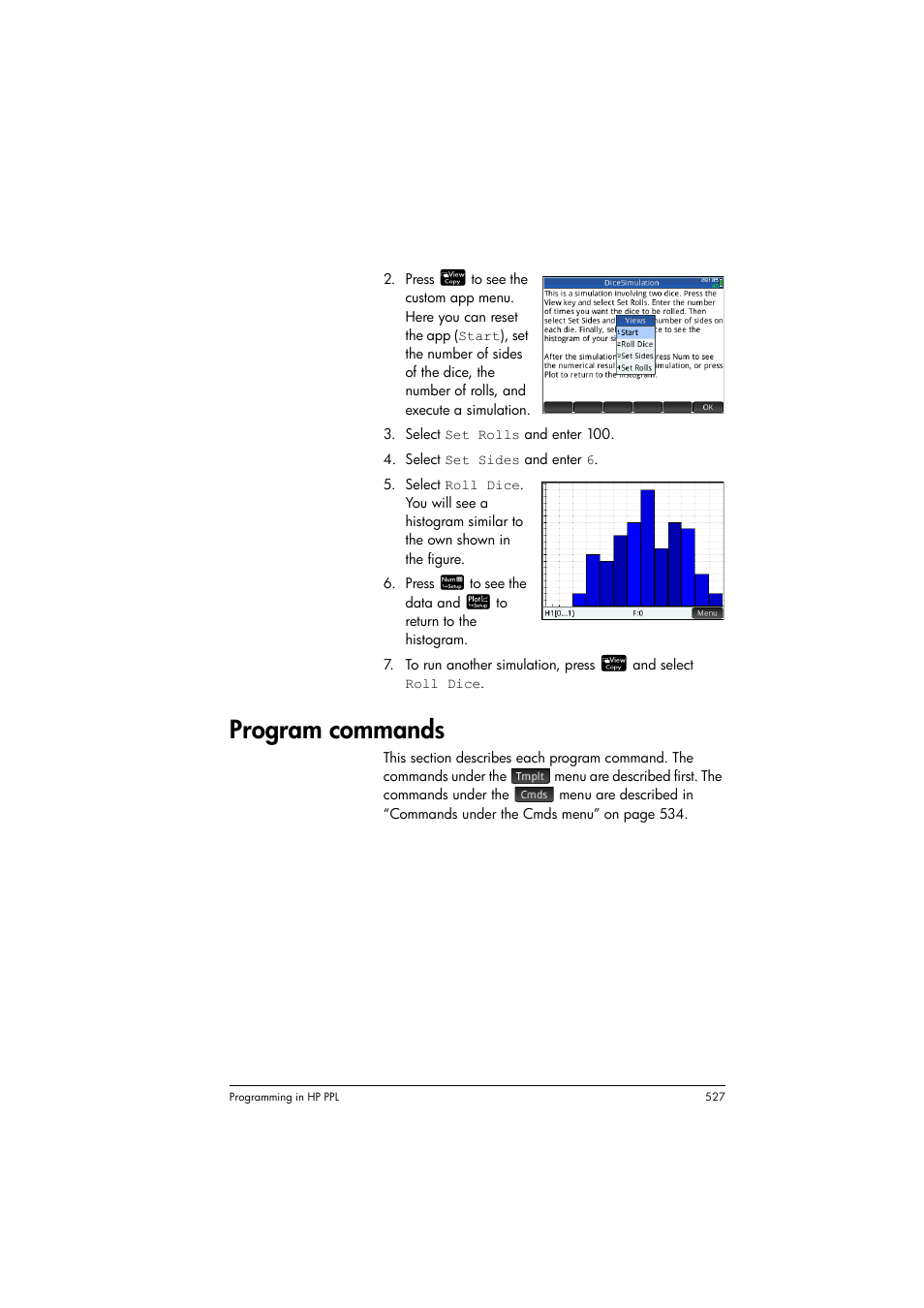 Program commands | HP Prime Graphing Calculator User Manual | Page 533 / 616