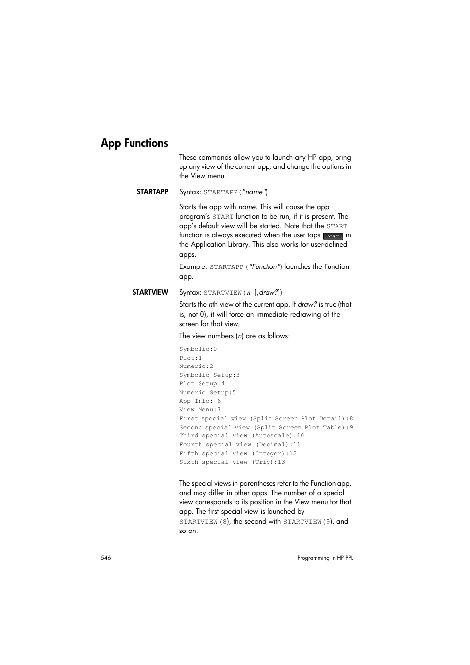 App functions | HP Prime Graphing Calculator User Manual | Page 552 / 616