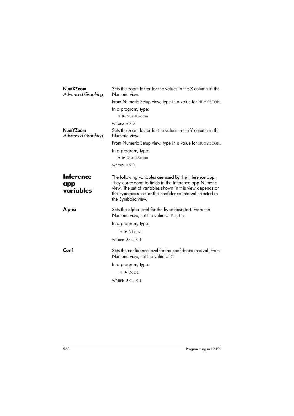 Inference app variables | HP Prime Graphing Calculator User Manual | Page 574 / 616