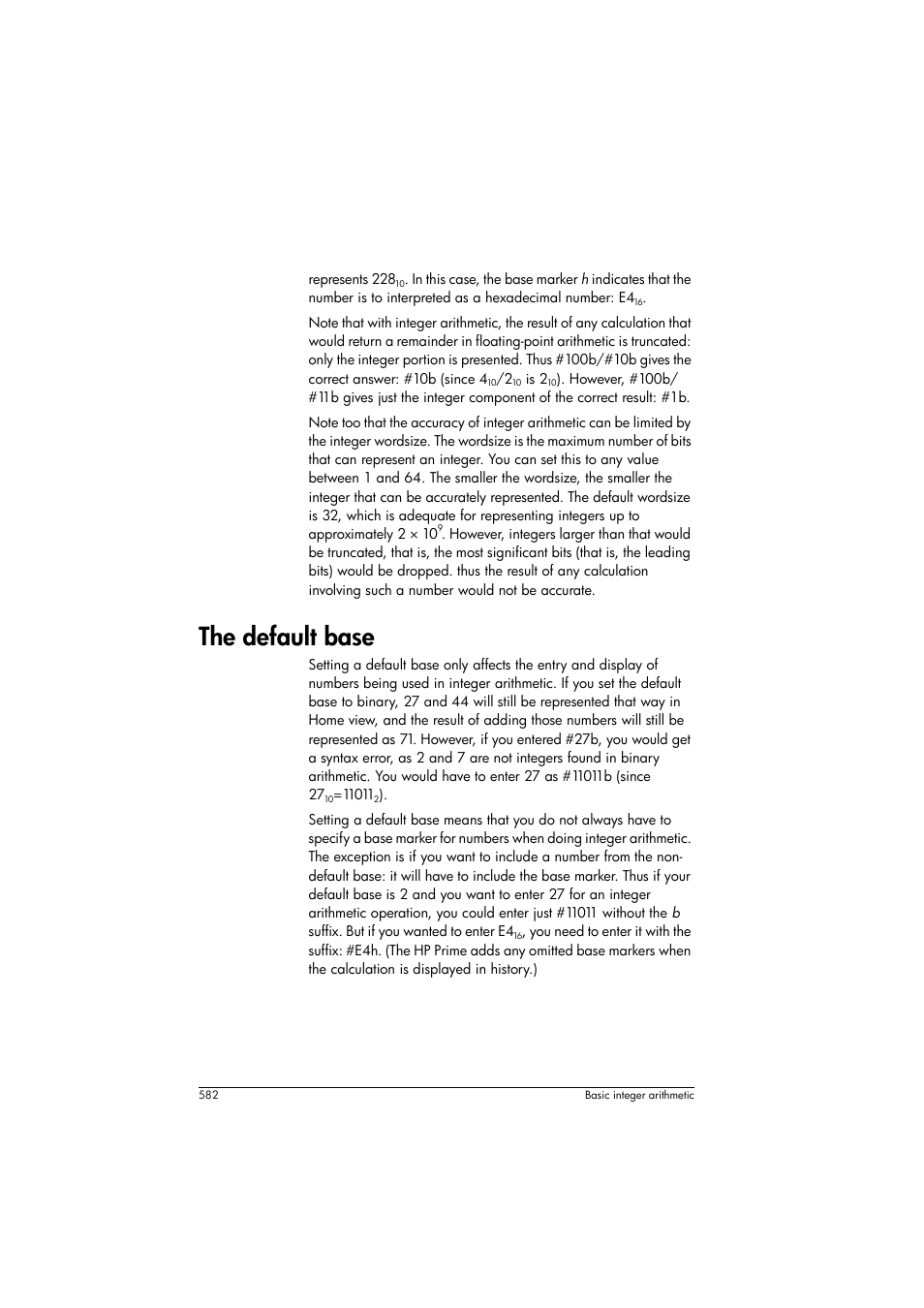 The default base | HP Prime Graphing Calculator User Manual | Page 588 / 616
