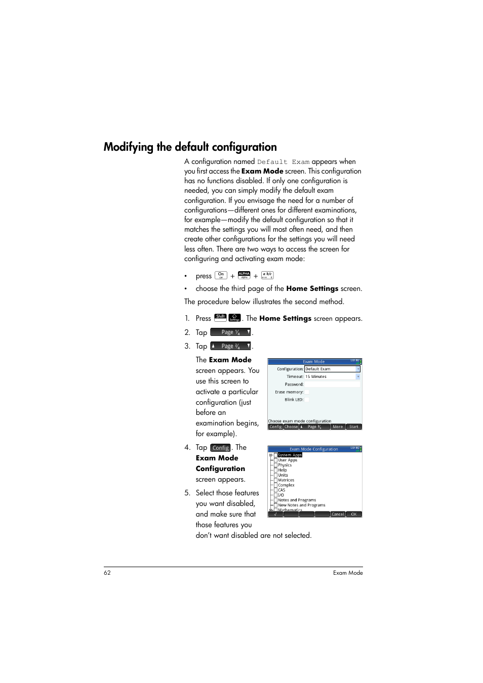 Modifying the default configuration | HP Prime Graphing Calculator User Manual | Page 66 / 616