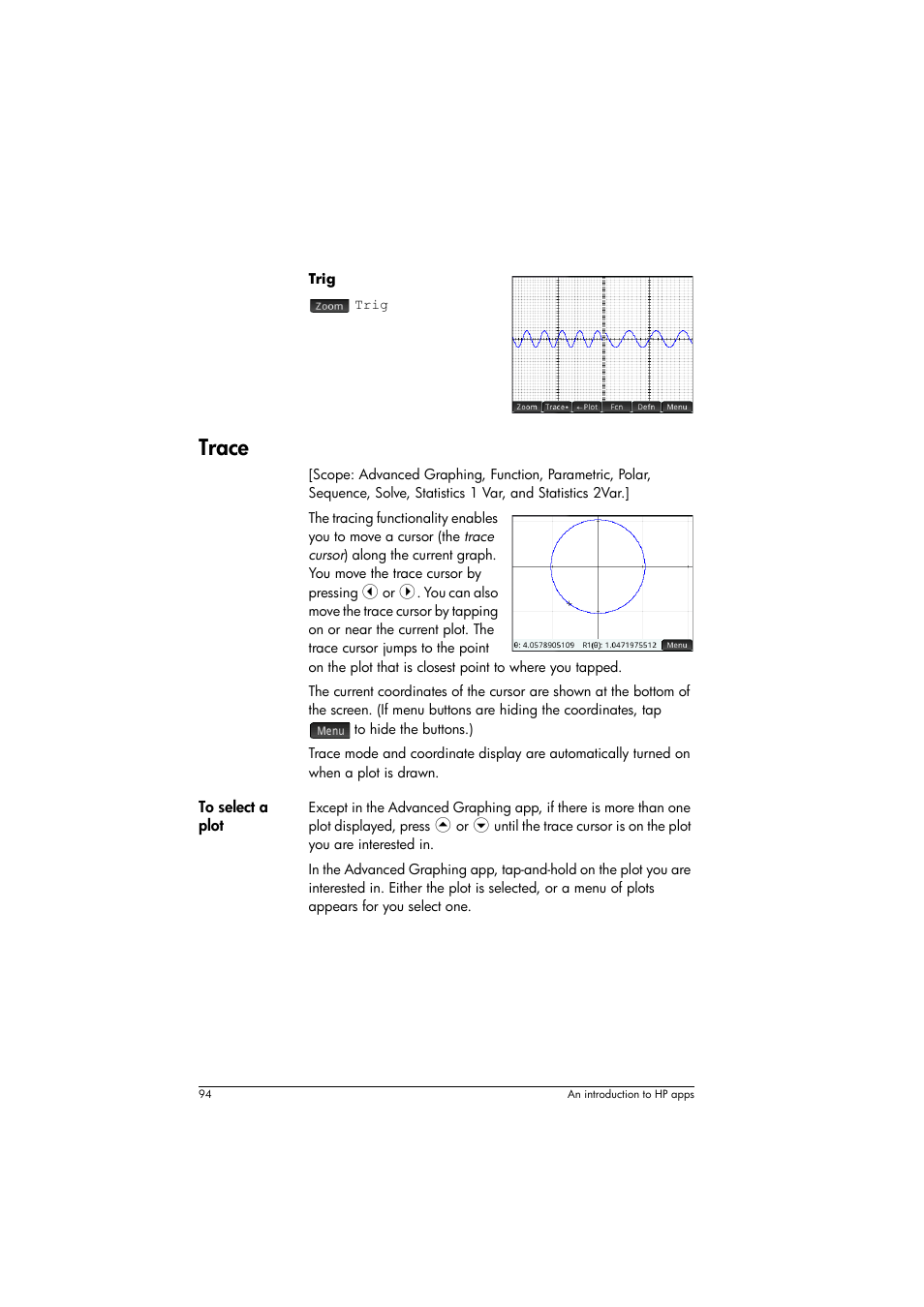 Trace | HP Prime Graphing Calculator User Manual | Page 98 / 616