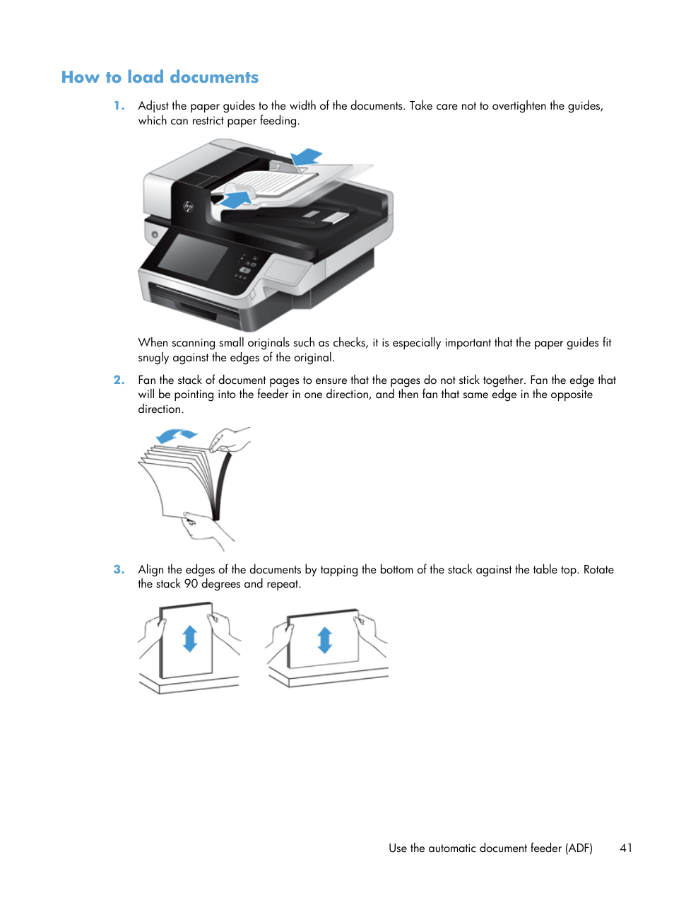 How to load documents | HP Scanjet Enterprise 8500 fn1 Document Capture-Workstation User Manual | Page 49 / 105