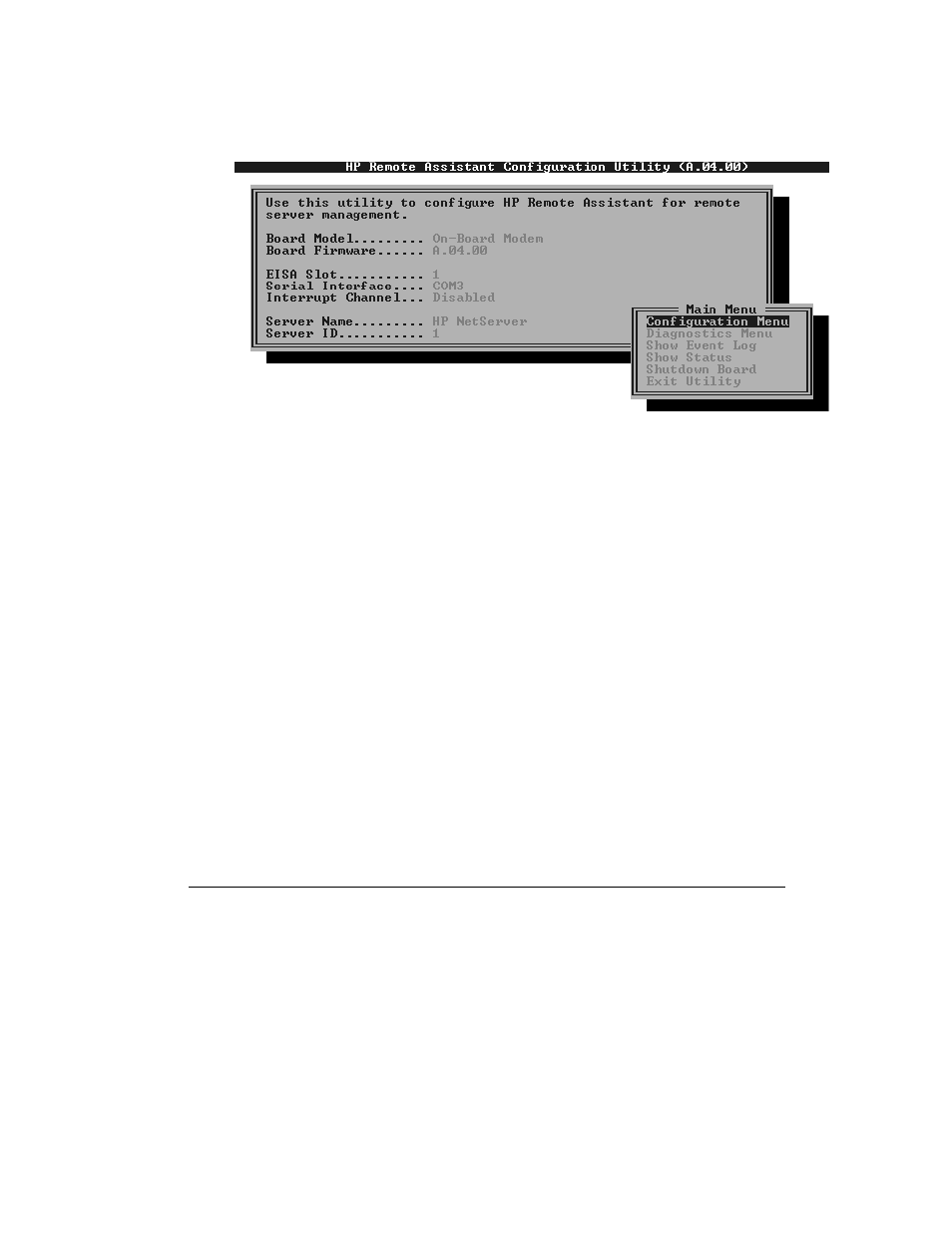 The main screen, Navigating the configuration utility | HP Remote Assistant Card User Manual | Page 51 / 192