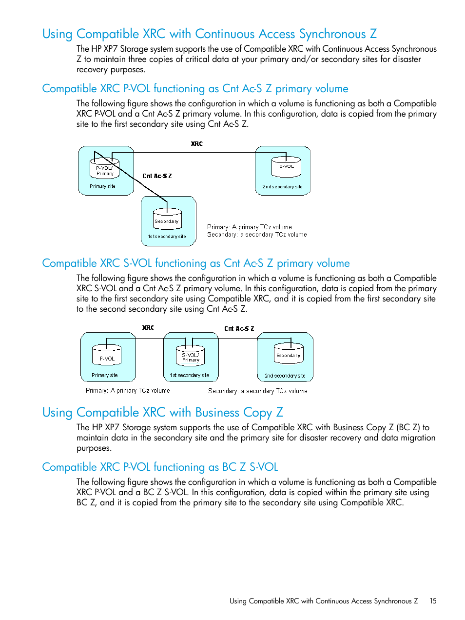 Using compatible xrc with business copy z, Compatible xrc p-vol functioning as bc z s-vol | HP XP7 Storage User Manual | Page 15 / 37
