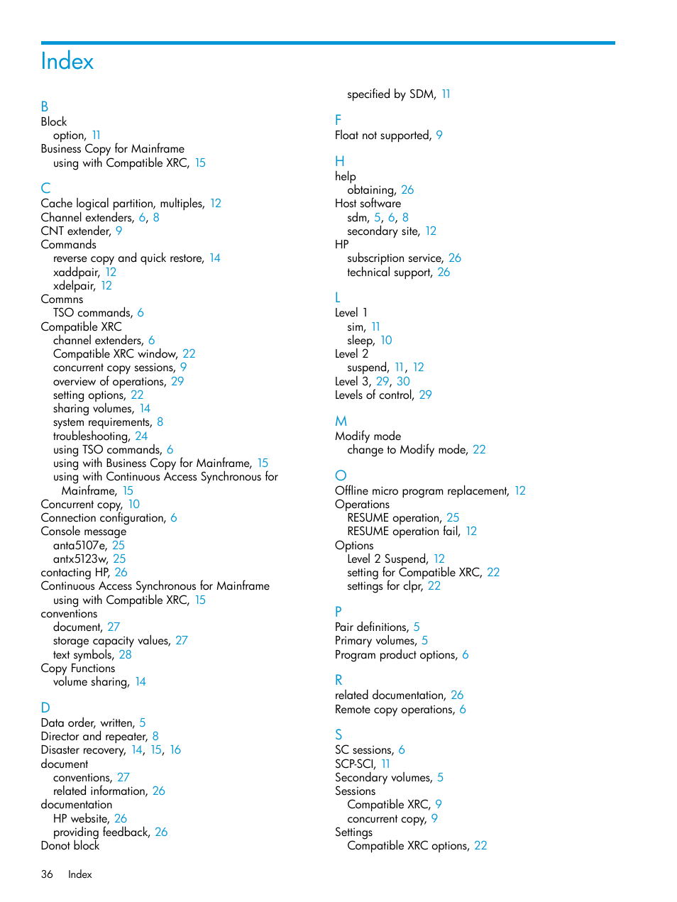 Index | HP XP7 Storage User Manual | Page 36 / 37