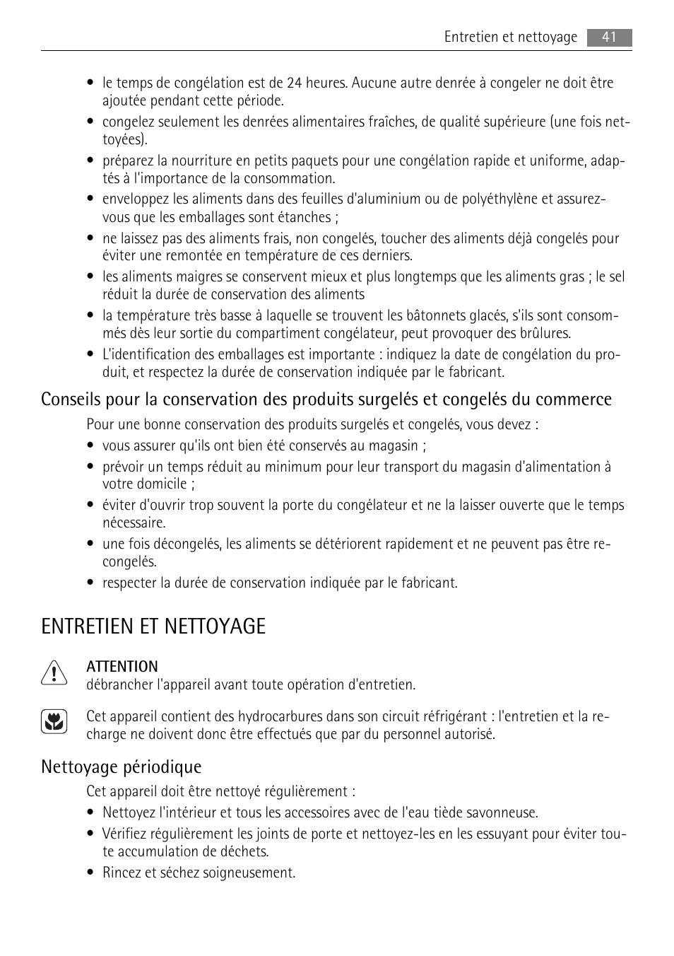 Entretien et nettoyage, Nettoyage périodique | AEG A52200GSW0 User Manual | Page 41 / 68