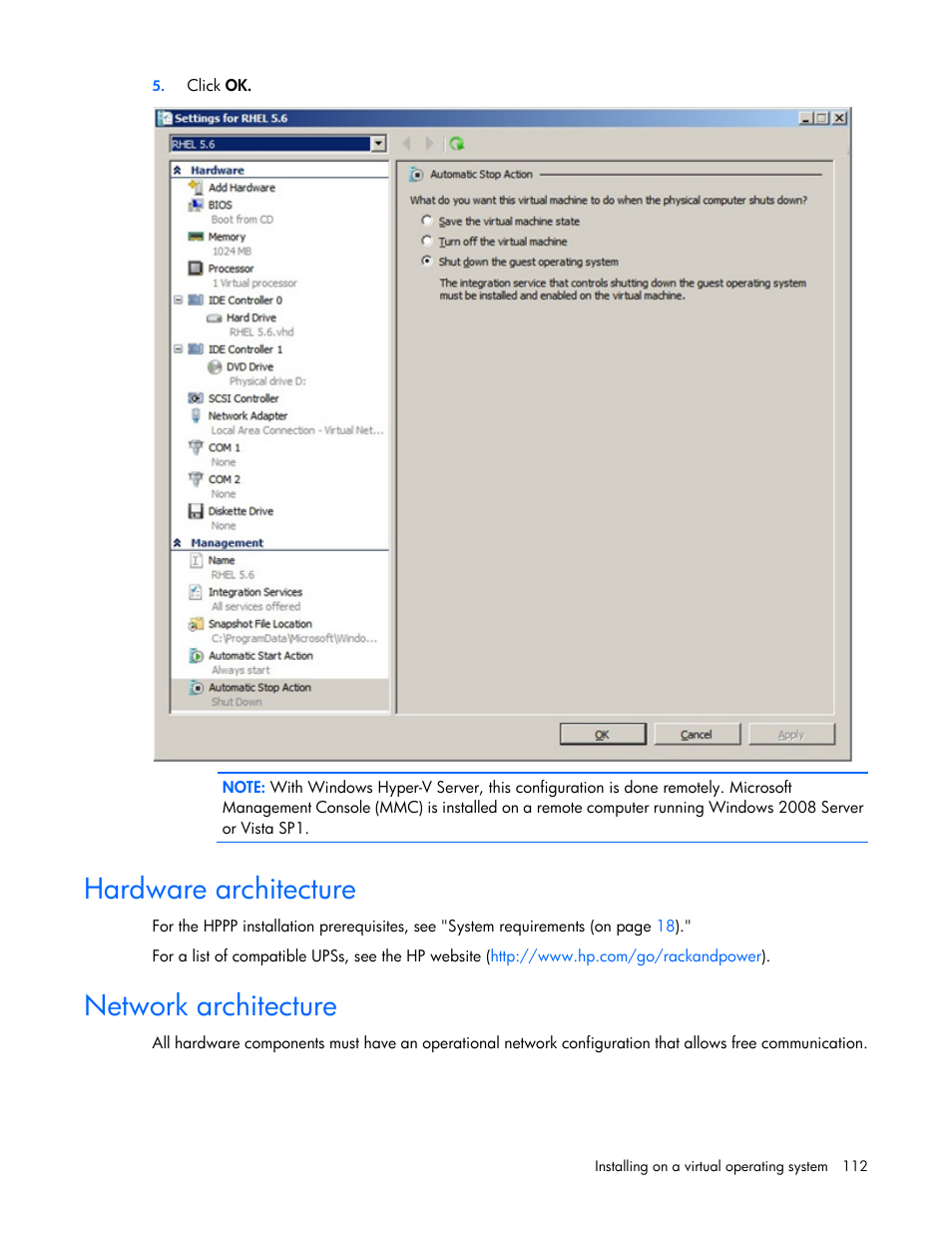 Hardware architecture, Network architecture | HP Tower Uninterruptible Power System User Manual | Page 112 / 137