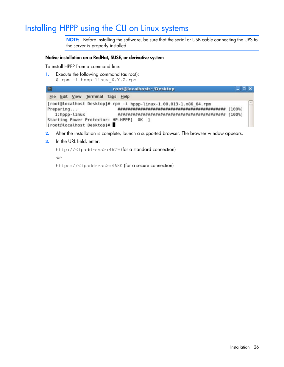 Installing hppp using the cli on linux systems | HP Tower Uninterruptible Power System User Manual | Page 26 / 137
