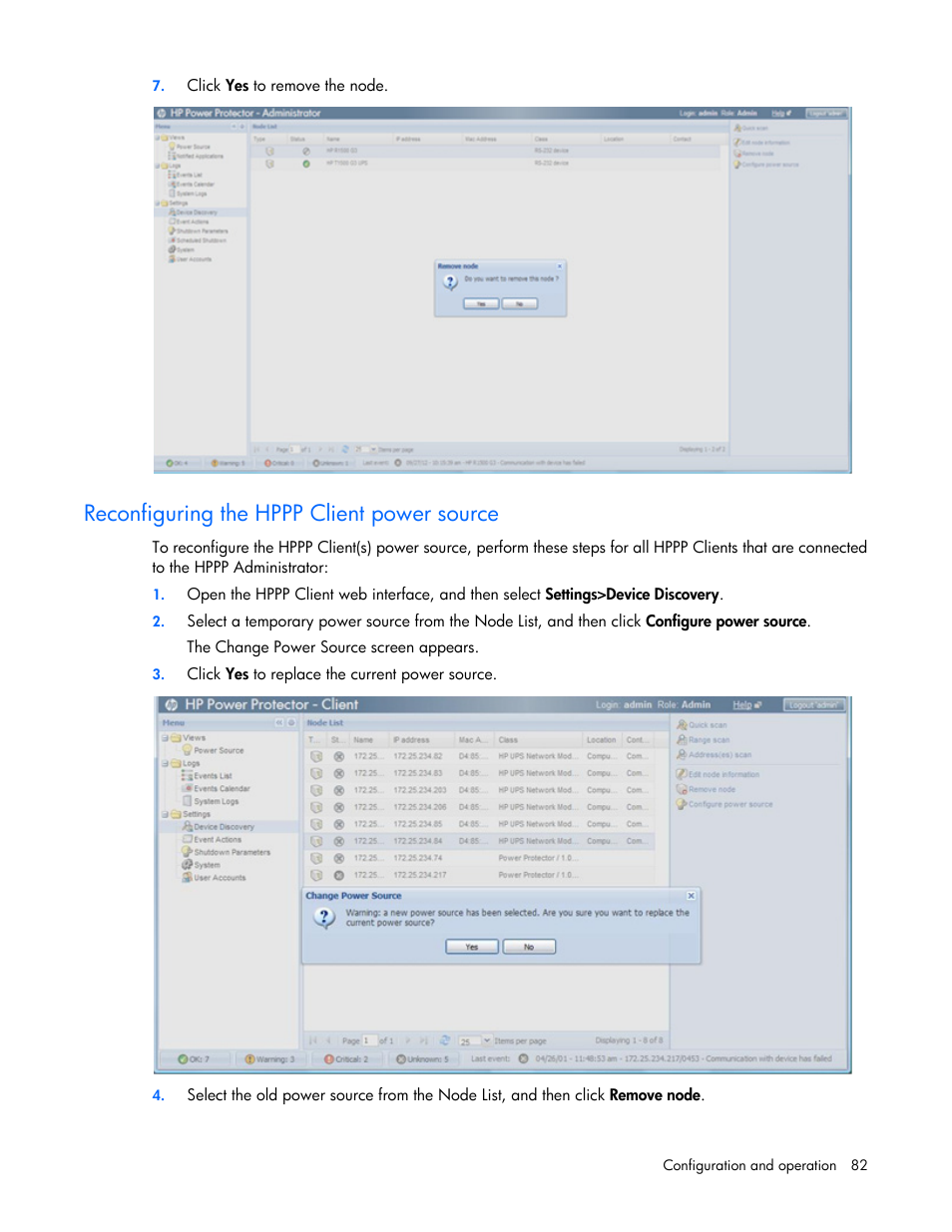 Reconfiguring the hppp client power source | HP Tower Uninterruptible Power System User Manual | Page 82 / 137