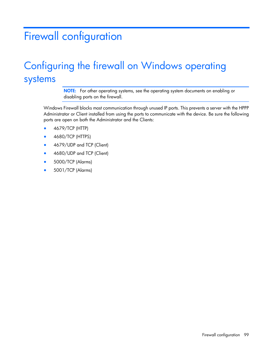 Firewall configuration | HP Tower Uninterruptible Power System User Manual | Page 99 / 137