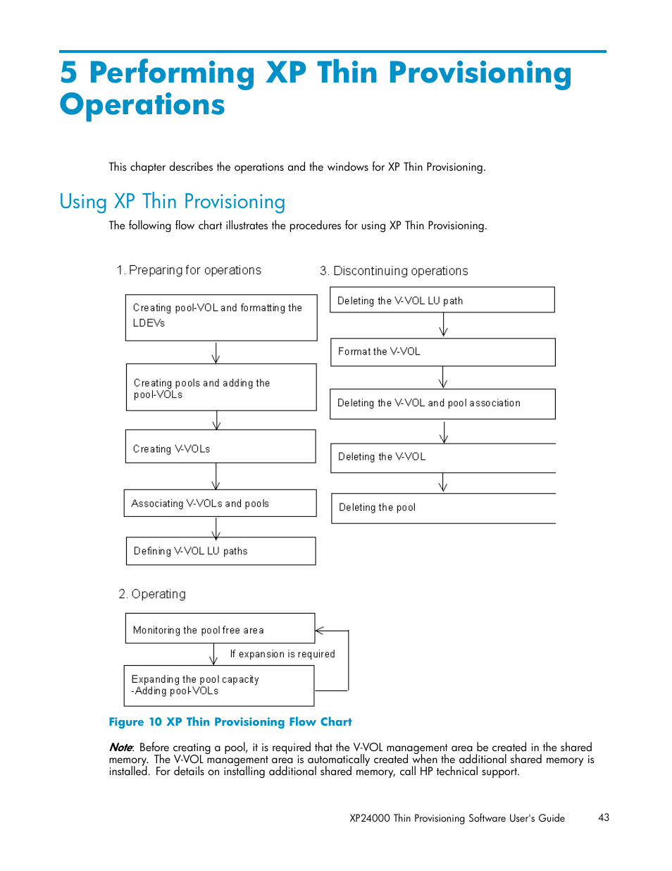 5 performing xp thin provisioning operations, Using xp thin provisioning, Xp thin provisioning flow chart | HP XP20000XP24000 Disk Array User Manual | Page 43 / 66