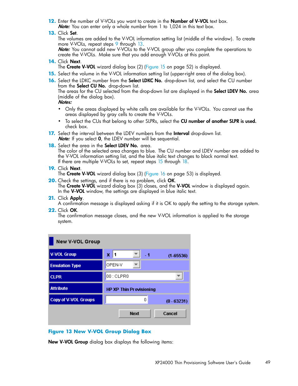 New v-vol group dialog box, Figure 13 | HP XP20000XP24000 Disk Array User Manual | Page 49 / 66