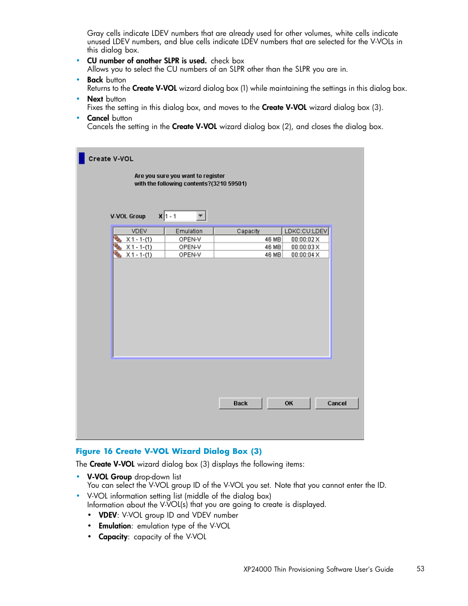 Create v-vol wizard dialog box (3), Figure 16 | HP XP20000XP24000 Disk Array User Manual | Page 53 / 66