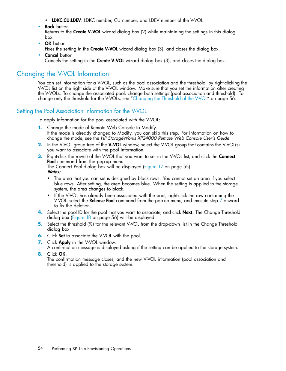 Changing the v-vol information | HP XP20000XP24000 Disk Array User Manual | Page 54 / 66