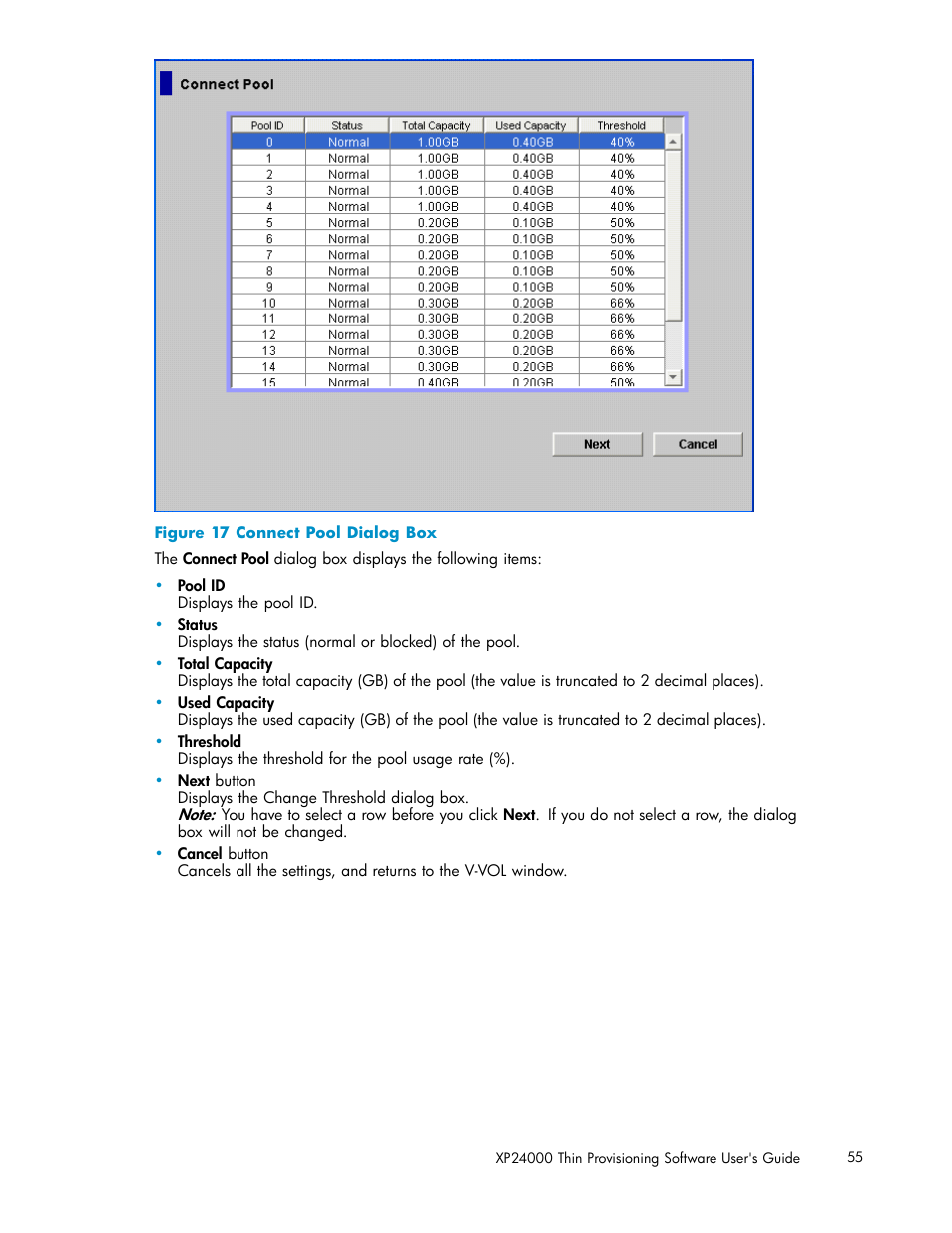 Connect pool dialog box, Figure 17 | HP XP20000XP24000 Disk Array User Manual | Page 55 / 66