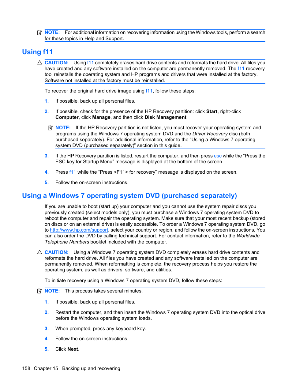 Using f11 | HP EliteBook 2540p Notebook PC User Manual | Page 170 / 177