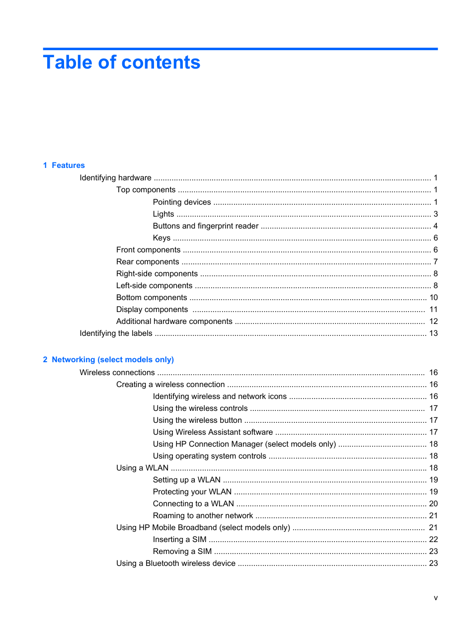 HP EliteBook 2540p Notebook PC User Manual | Page 5 / 177