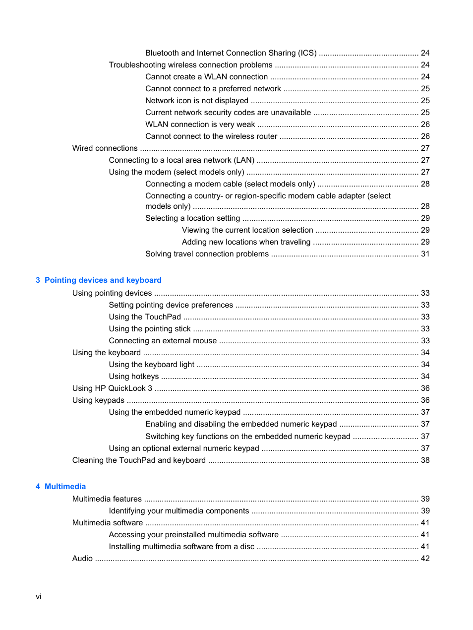 HP EliteBook 2540p Notebook PC User Manual | Page 6 / 177